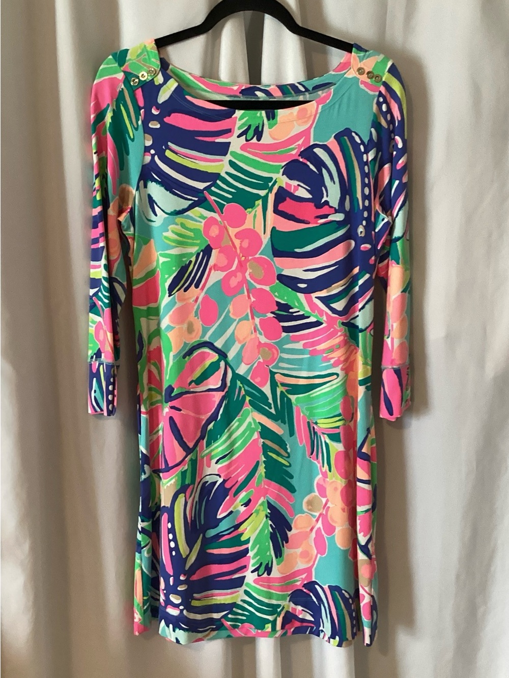 Lily Pulitzer Ladies Tropical Print Shift Dress in Turquoise & Pink